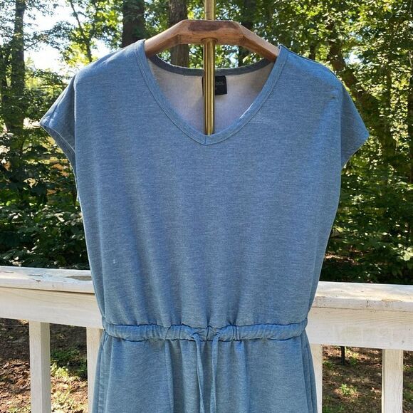 32 Degrees Cool Blue Waist Tie Sheath Knee Length Dress - Picture 2 of 7